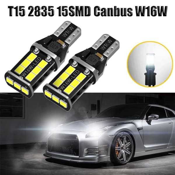 2*LED Baklys Bremselys T15 2835 15SMD Canbus W16W Super