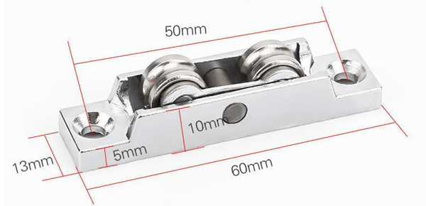 4 stk 13 mm metallaksler for skyvevindusruller Dobbelthjulskive