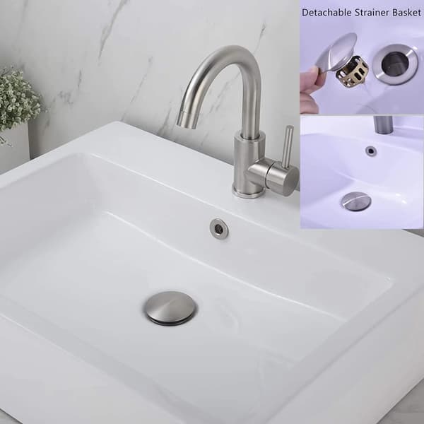 Baderomsvask Avløp Pop Up-montering med Avtakbar Sil, Rustfritt Stål for Servanter, Børstet Nikkel