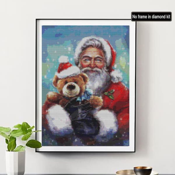 5D Diamantmaling Julemanden og bjørnedragt, DIY Diamantmaling