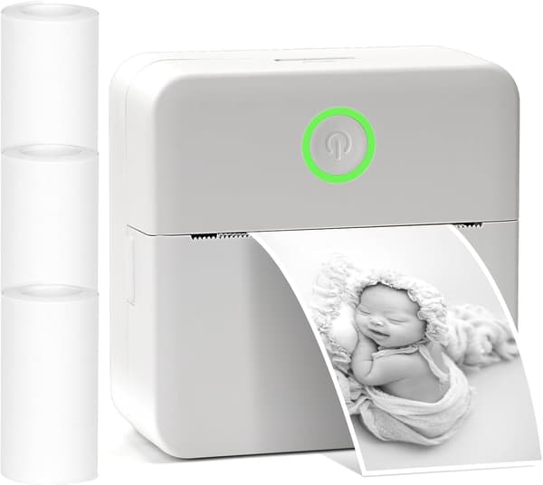 Mini Thermal Portable Photo Printer, Rechargeable Direct Wireless Pocket Printer Compatible with iO