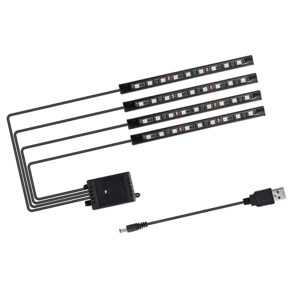 Universal LED Car Interior Lighting, Remote Control, 36 Beads, Decorative Car Floor Lighting USB 5V