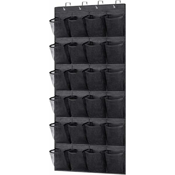 Shoe Organizer Hanging Door Storage Mesh Bag Size 24 (Black, 150.55cm)