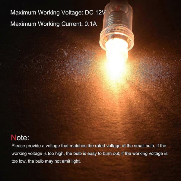 12V E10 Warm Yellow Mini Incandescent Bulbs 50-pack