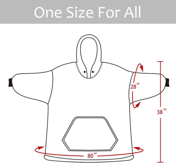 Hettegenser-teppe, Overdimensjonert Flanellteppe-hettegenser med Ermer, Kjempe Stor Pullover Varm Koselig Teppe for Voksne, Kjempe Hettegenser