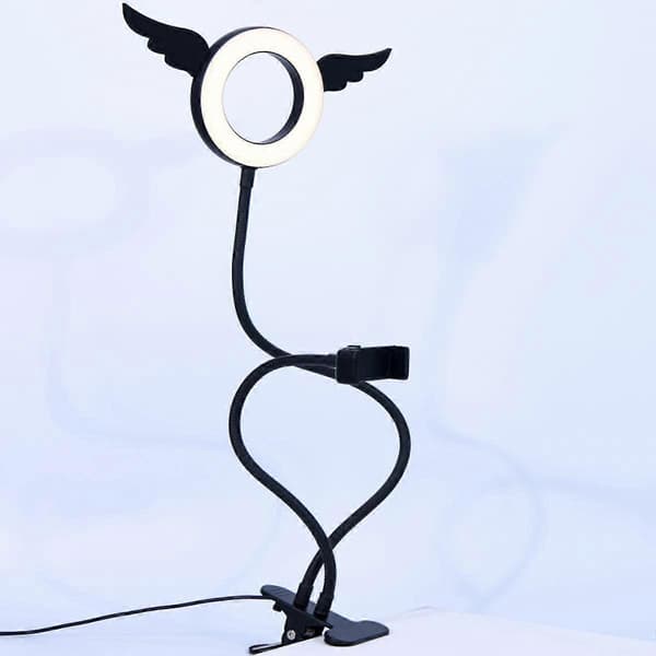 5 tommer englevinger Clip Light, USB Fill Light LED Ring Light med klips til livefotografering, læsning, broderi