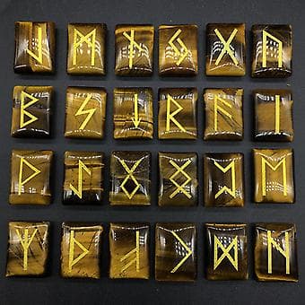 25 st Amorphous Gemstone Runes Alphabet Engraved Rune Crystals Divination Runes