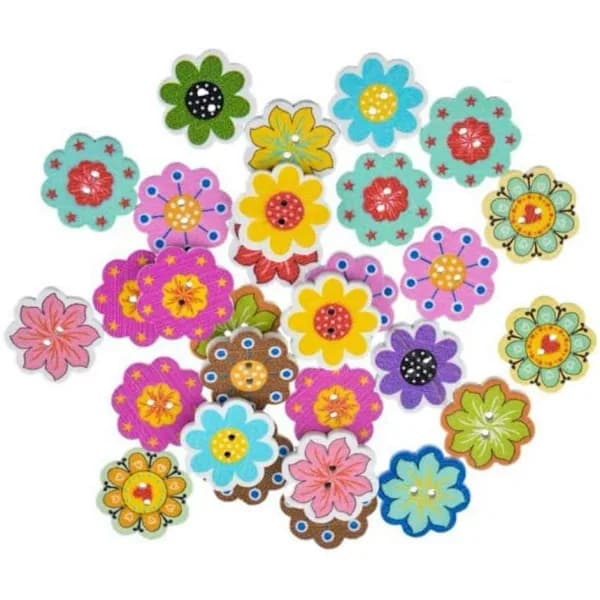 50 Pcs/Pack 20mm Multi-color Wooden Buttons for DIY Crafts [co]
