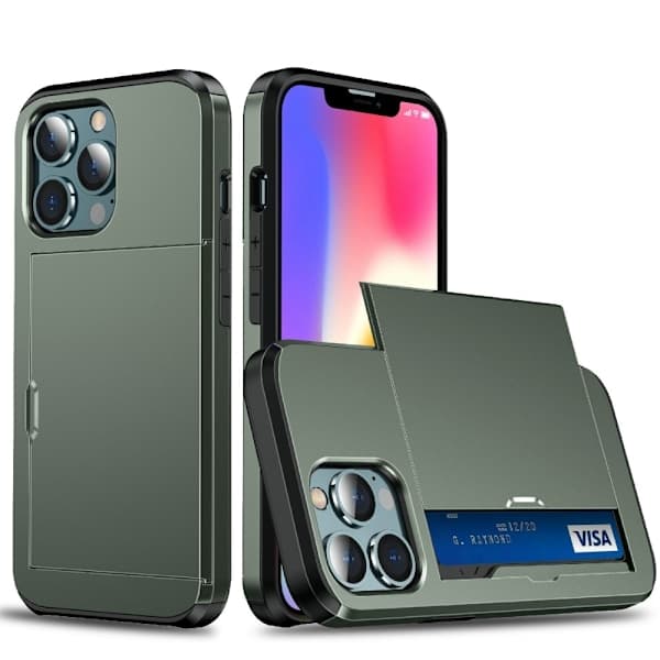 iPhone 13 - Hybriddeksel med kortspor - Grønn
