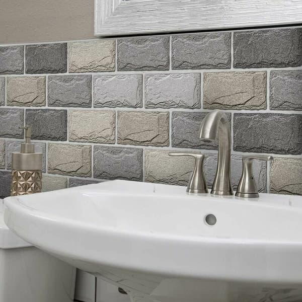 Wall Tile Stickers, Self-Adhesive Waterproof Wall Tile Transfers, DIY 3D Tile Stickers for Bathroom Home Decor