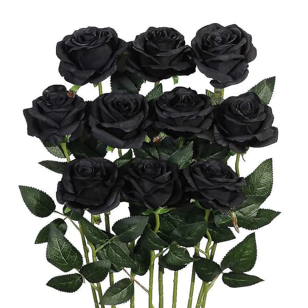 Kunstige roser blomsterarrangement silkebukett for hjemmet (10 stk)