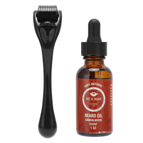 540 Microneedle Roller Beard Oil Set Natural Beard Moustache Growth Oil Roller Kit (30ml)