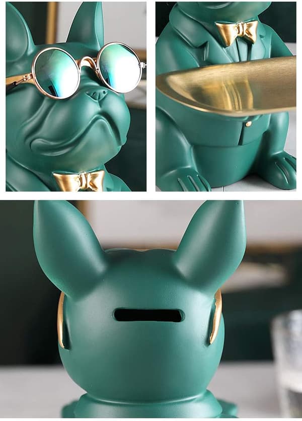 Bulldog-statue, interiør, med avtakbar oppbevaringsenhet