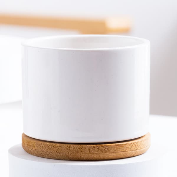 Succulent Planter, White Mini Ceramic Planter without Bamboo Tray, 1 pc - Plant Not Included