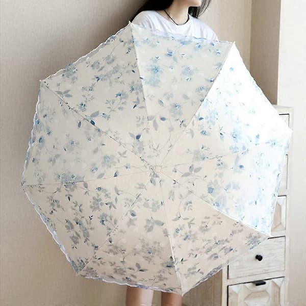 Solparaply Spids Dobbeltlags Anti-UV Parasol (Blå)