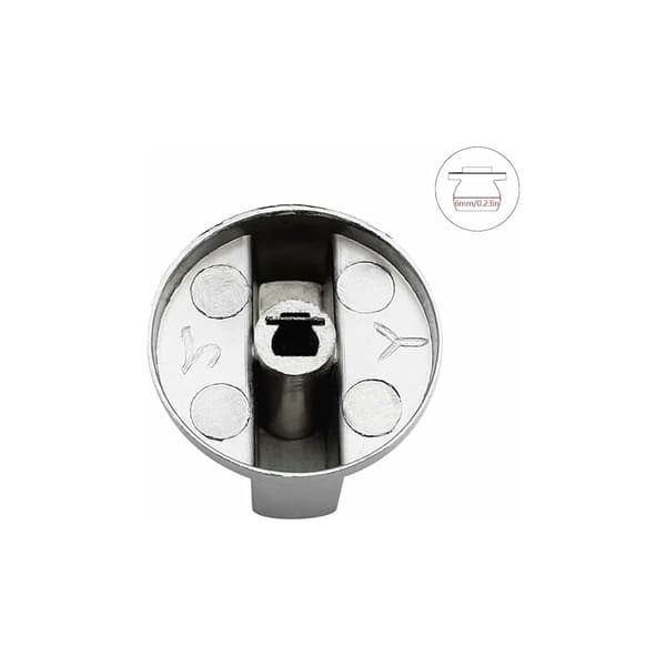 6-pakning 6 mm Gasskomfyrknapper i sinklegering, Universal Ovnknapper, Kjøkkenknapper, Komfyrknapper