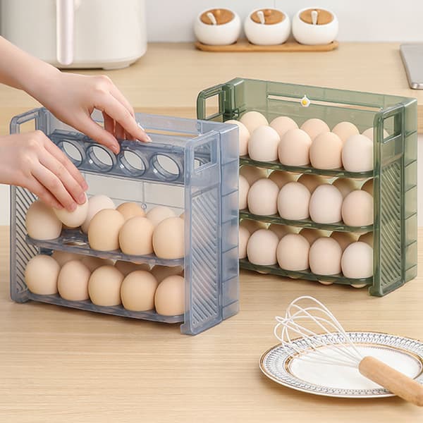 Flerlags vendbart eggstativ med tidsbesparende plass Eggoppbevaringsbeholder for hjemmekjøkkenet Grey