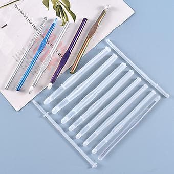 10 Stilar Hæklenål Forme Sæt UV Epoxyharpiks DIY Støbe Silikoneform Kit