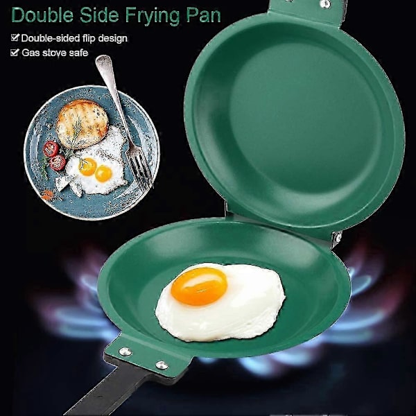 Reversible Pancake Pan Double-Sided Non-Stick Ceramic Coating Household Kitchen Cookware Green
