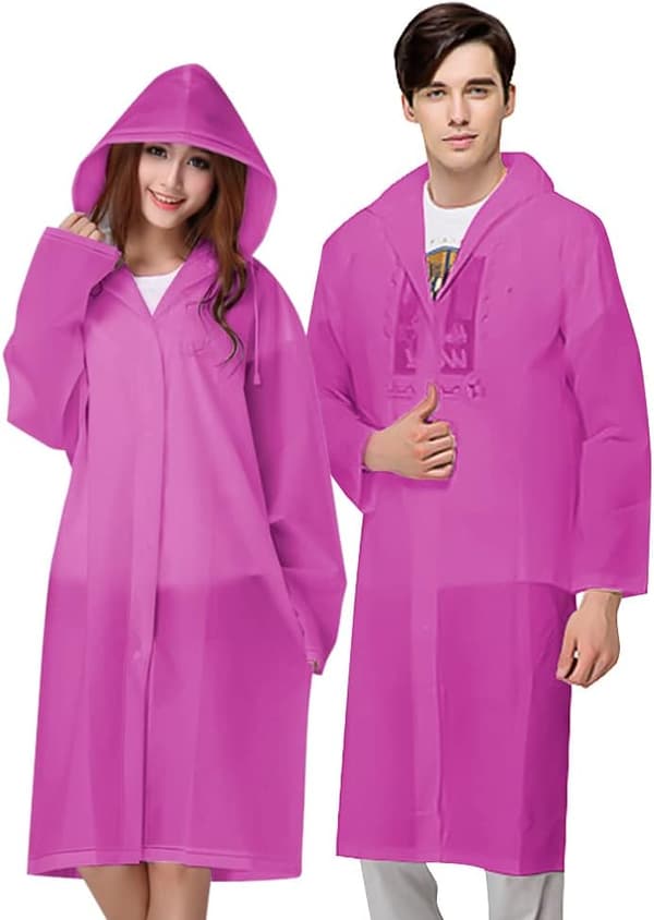 Regnponcho, 2 stk. vanntette ponchoer, gjenbrukbare ponchoer i EVA-materiale
