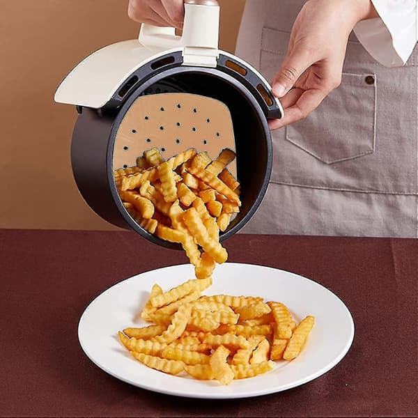 Bakepapir for Airfryer, 200 stk. firkantede bakepapir, 8,5 tommer perforerte bakepapir