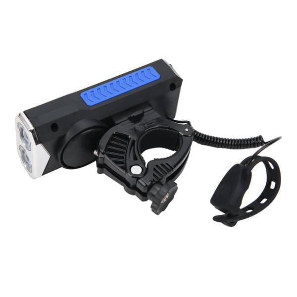 Bicycle Headlight USB Rechargeable Night Riding Waterproof Bike Front Light with Horn Blue
