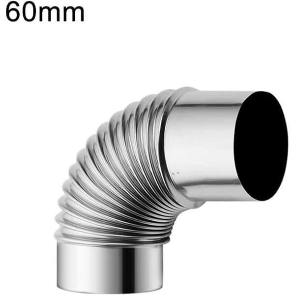 Rustfritt stål 90 graders albue skorsteinsrør for røykovn, 60 mm