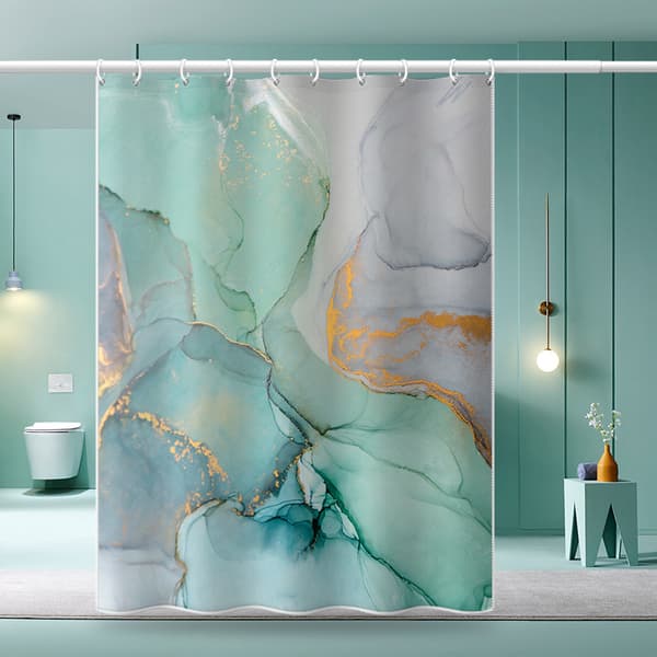 Stall Marmor Duschdraperi Badrum Set Färgglada Tygband W
