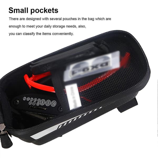 Bicycle Front Tube Bag with Touch Screen, Large Capacity, Quick Release Top Tube Mount for All Bikes