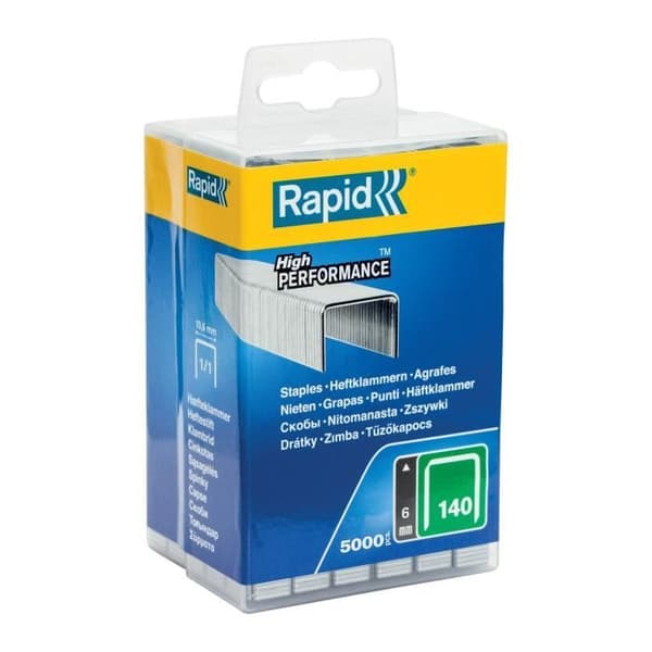 RAPID - Flat wire staples No. 140/06mm, for insulation and DIY - Polypro box 5000 - (40303088) Metallisk