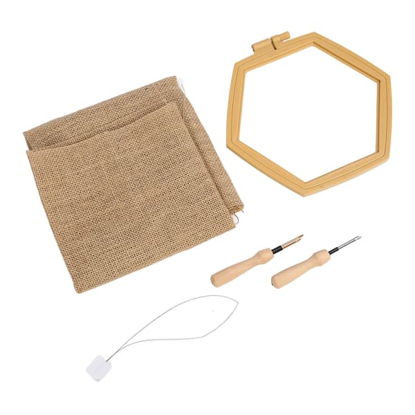 Punch Needle Kit Hexagon Hoop Gloss Frame Easy Use Safe Durable Punch Embroidery Kit for Craft DIY Beginners