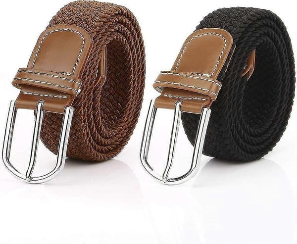 2-pak strækflettede strækbælter til kvinder, strækbælte, elastiske stofbælter til mænd, damebælter til jeans