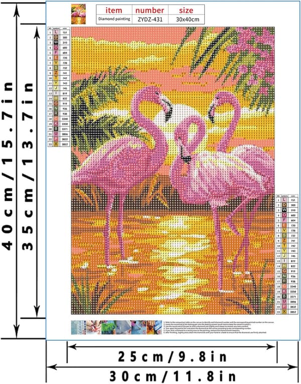DIY 5D Runde Diamantmalingssett, 11,8 × 15,7 tommer / 30 × 40 cm, Flam