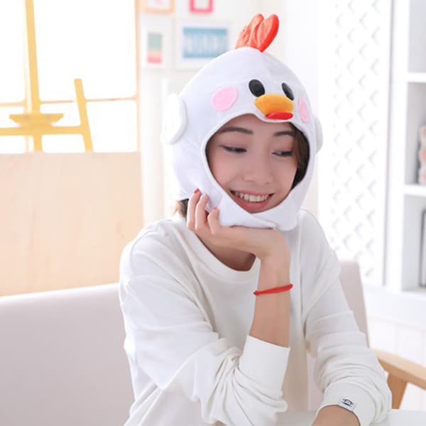 White Hat Comfortable Plush Cute Chicken Look Warm Hat for Shopping