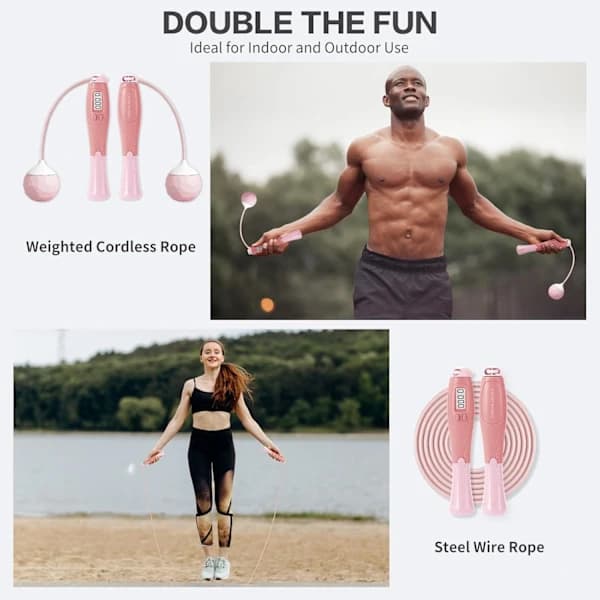 Jump Rope with Counter Wireless Jump Rope Ropeless Jump Rope for Training Speed Rope with Digital Handle