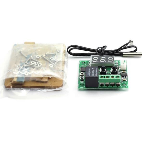2x W1209 DC 12V Termostat Temperaturkontrollbryter Termometerregulator med Digital LED-skjerm