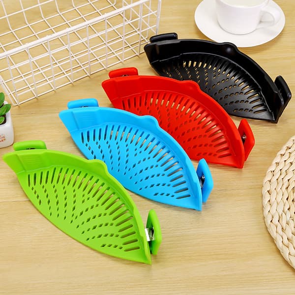 2PCS Silicone Kitchen Strainer with Fine Mesh Handle for Powdered Pastries, Draining Noodles, Rice Strainer, Sauces Over Bowl Handle