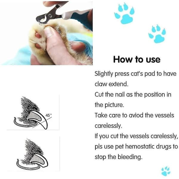 Pet Nail Clippers - Sharp Stainless Steel Angled Blades for Easy Home Use