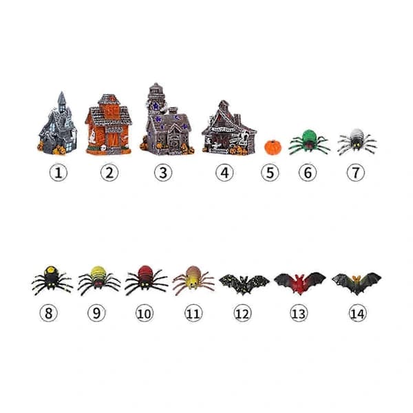 2025 Halloween Resin Decoration Artificial Spiders Bats Pumpkin Miniature Decorative Accessories