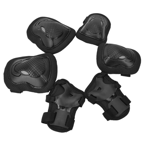 Thickened Protective Set for Roller Skates Knee Pads Elbow Pads Gloves for Adults (Black)
