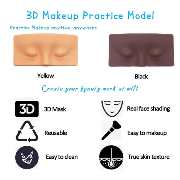 Silicone Face and Eye Makeup Practice Board Realistic and Reusable Makeup Practice Training Face Painting Makeup Practice Board