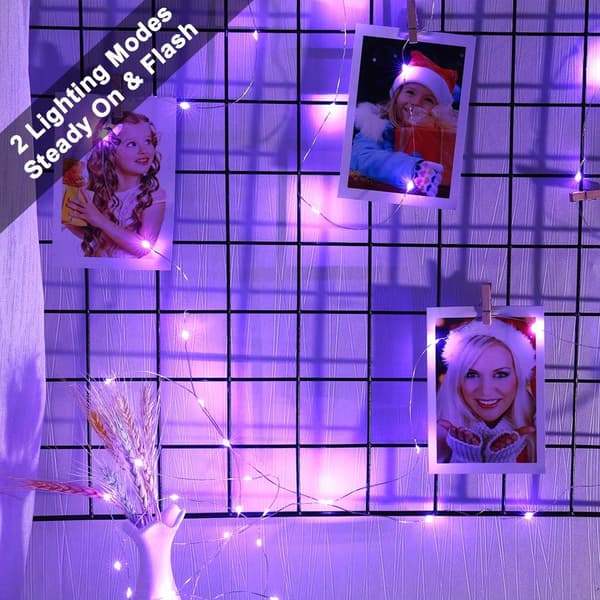 Lilla Halloween-fe-lys, 12 stk. 20 LED mikro-batteri-fe