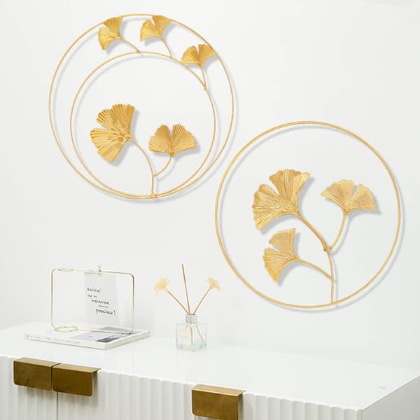 Jernvægskunst (Guld), 2 stykker jernvægsdekoration Ahornblad