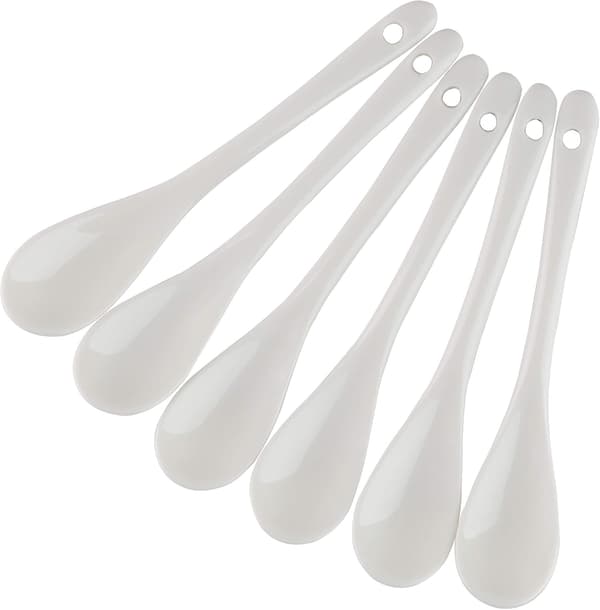 Porcelænsægteskeer til blødkogte æg Kaffe Te Desserter Keramiske skeer Sæt med 6 (Ægteskeer 6)