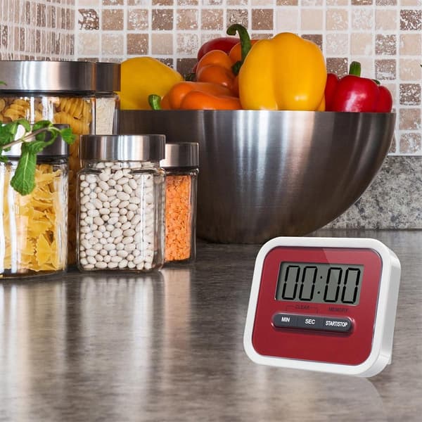 Digital Timer Magnetisk Portabel Högt Larm Tålig För Kök Matlagning Bakning Red white