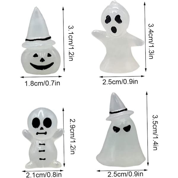 Halloween Glow Ornament Miniature Spøgelse Ornament Statue Harpiks Fe