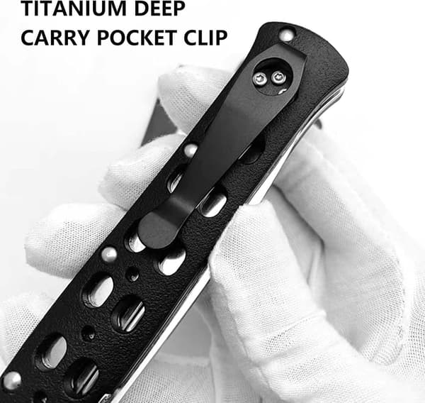 2-pack djup bärficka i titan (svart, 3-håls, 2,09\") med skruvar för Spyderco C81/C10/C11/Paramilitary 2 legering kolfiber PM2