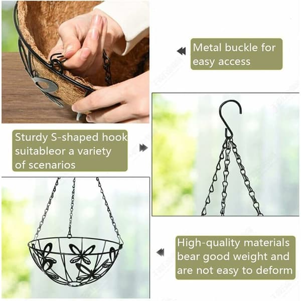 7-pack 39 cm Heavy Duty Flower Basket Chains for Flower Basket Replacement Galvanized Chains (Black)