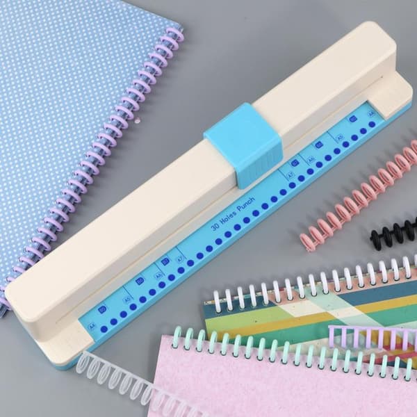 Hole Puncher 30 Holes Document Collar Hole Puncher Manual DIY Pink