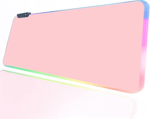 Rosa RGB Gaming Musemåtte 31.5x12 PC XL Stor Lysende Skrivebordsmåtte